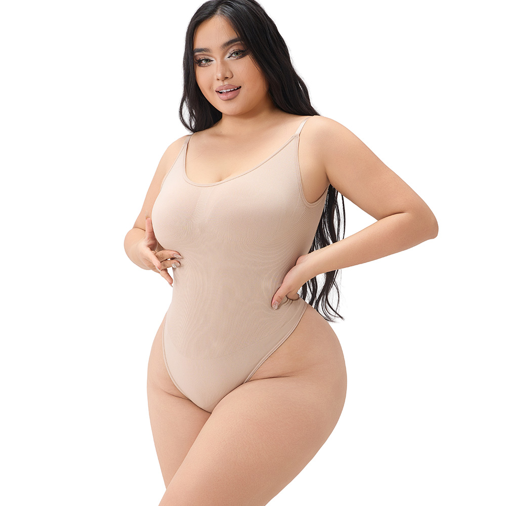 Clean-Cut Seamless Scoop Bodysuit in a Versatile Nude Palette