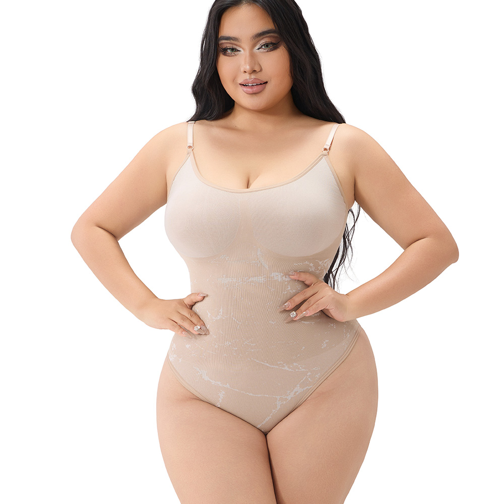 Ultra-Lightweight Marble Pattern Bodysuit for a Refined Silhouette
