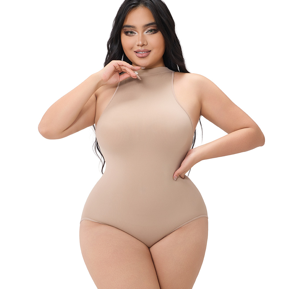 Slimming Sleeveless Ribbed Bodysuit for Curve Enhancement