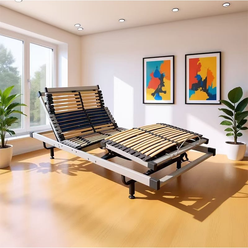 External Smart Wooden Slat Bed Frame