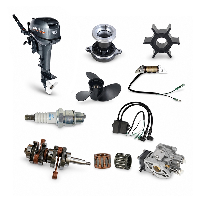 Designed for marine dealers, service centers, and commercial fleets, the SURTEC T15 (63V) parts kit delivers OEM-equivalent quality for 15HP 2-stroke outboard motors. Featuring precision-fit crankshaft, piston assembly, heavy-duty gears, and advanced CDI ignition—all crafted from corrosion-resistant materials—it ensures reliable power, reduced failure rates, and low-cost maintenance in saltwater environments. A superior alternative to generic aftermarket parts.