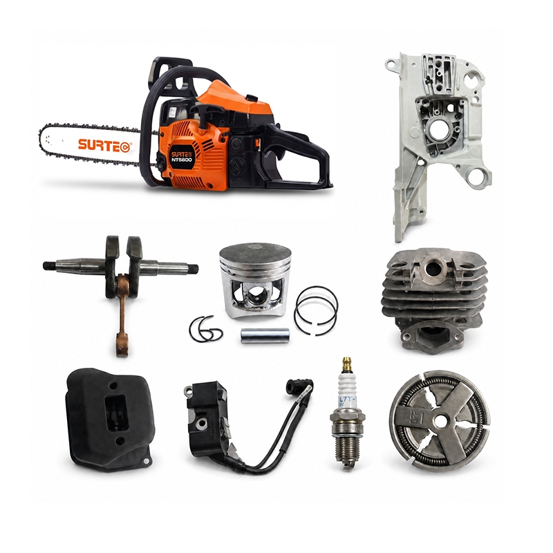 SURTEC NT5853 high-displacement spare parts are perfectly compatible with 58cc 2200W 2-stroke handheld gasoline chainsaw. Manufactured by top-tier factories, these heavy-duty parts deliver strong torque and stable performance, meeting rigorous landscaping, agricultural and forestry working demands. Market-proven in Africa and Latin America with high reliability and fast turnover, they are ideal bulk inventory for global importers and distributors.