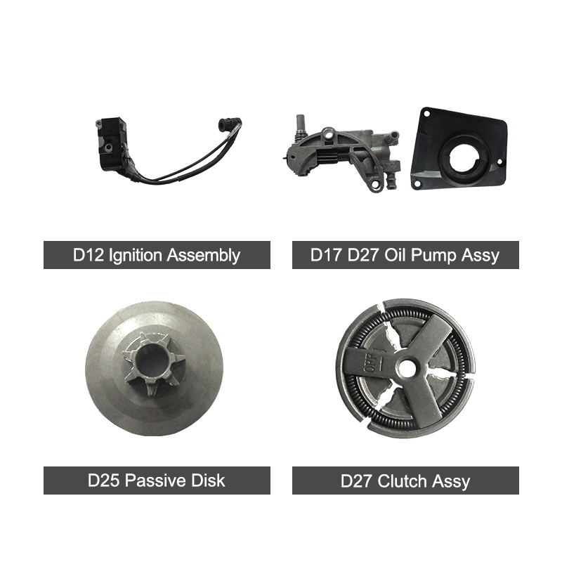 SURTEC NT4510-ES spare parts perfectly fit 45cc 1700W easy start gasoline chainsaw for wood cutting and garden work. Made of lightweight aluminum alloy and reinforced nylon, all parts meet EU CE safety standards with sturdy structure and comfortable operation. Cost-effective fast-selling accessories for global B2B wholesalers and hardware distributors.