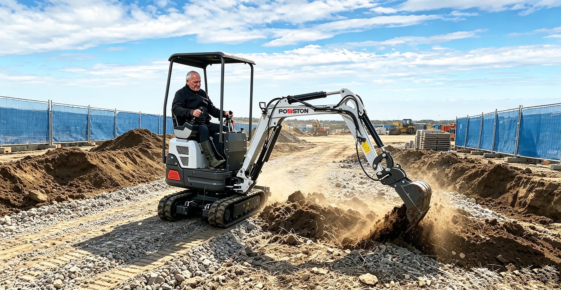 Caso de operación de excavadora mini para la construcción de infraestructura rural