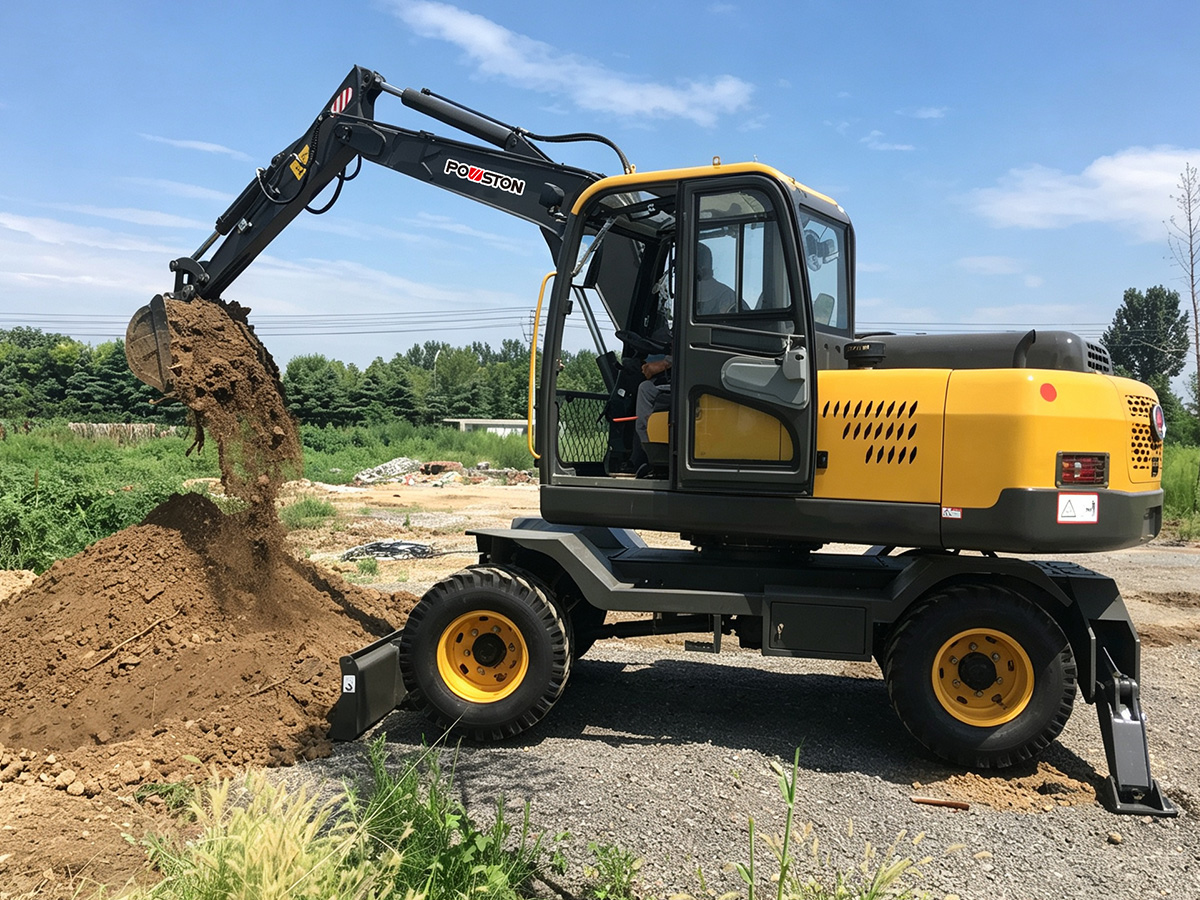 Compact Wheeled Excavator | High-Performance Mini Excavator by Powston
