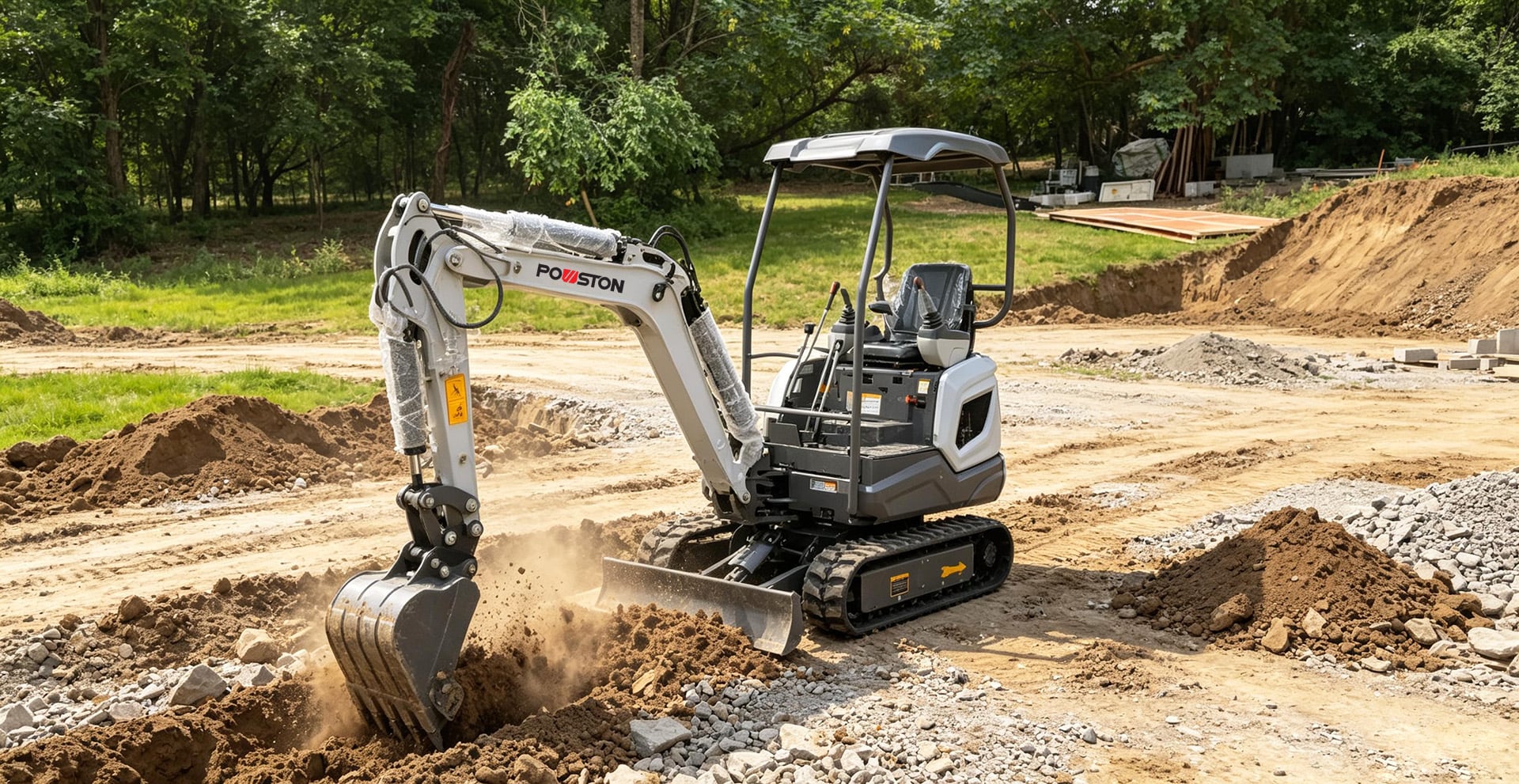 Caso de operación de excavadora mini para mantenimiento municipal