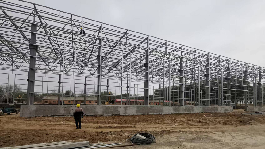 Construction of industrial plant grid roof