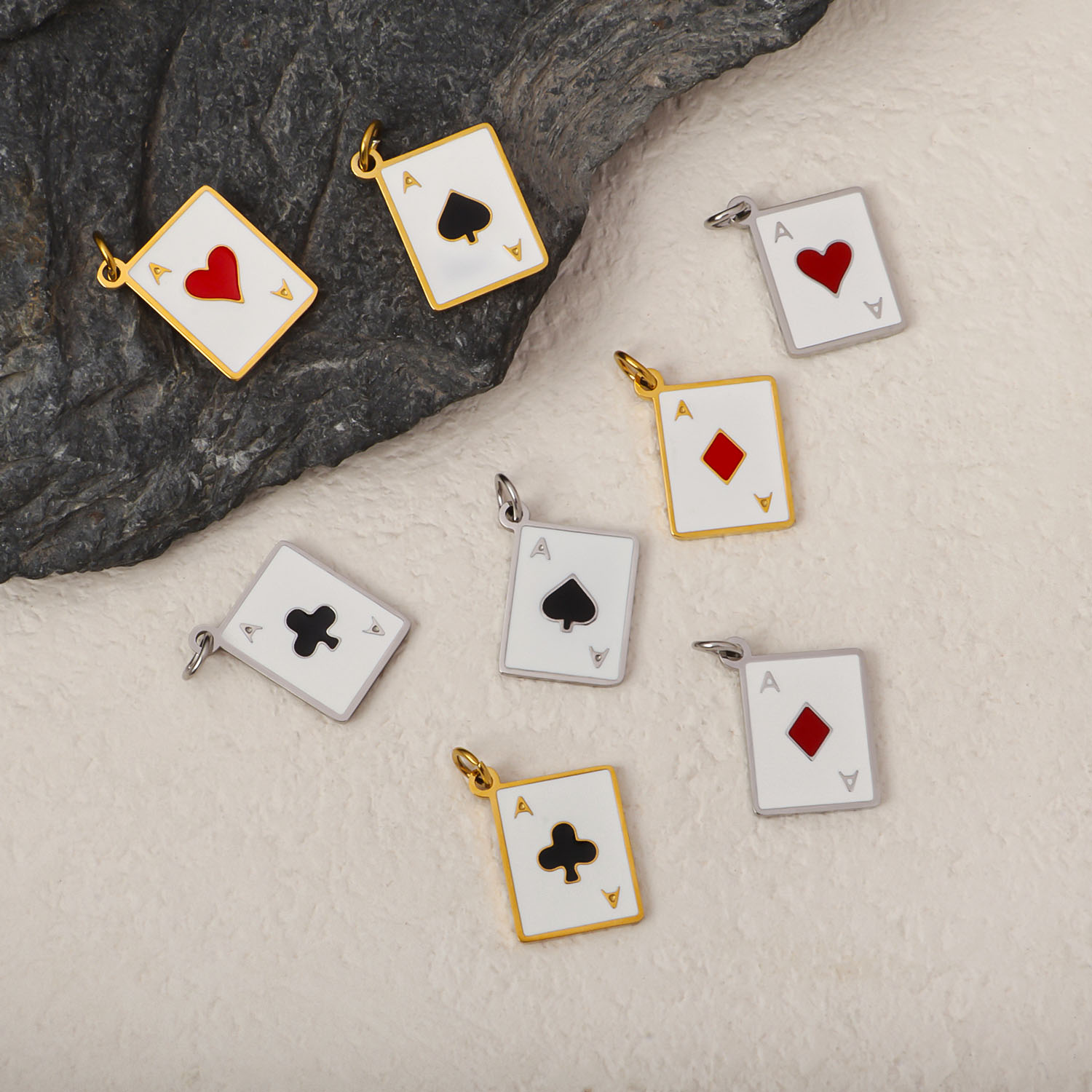 Stainless Steel Personalized Playing Cards Pendant Ace of Spades Charms