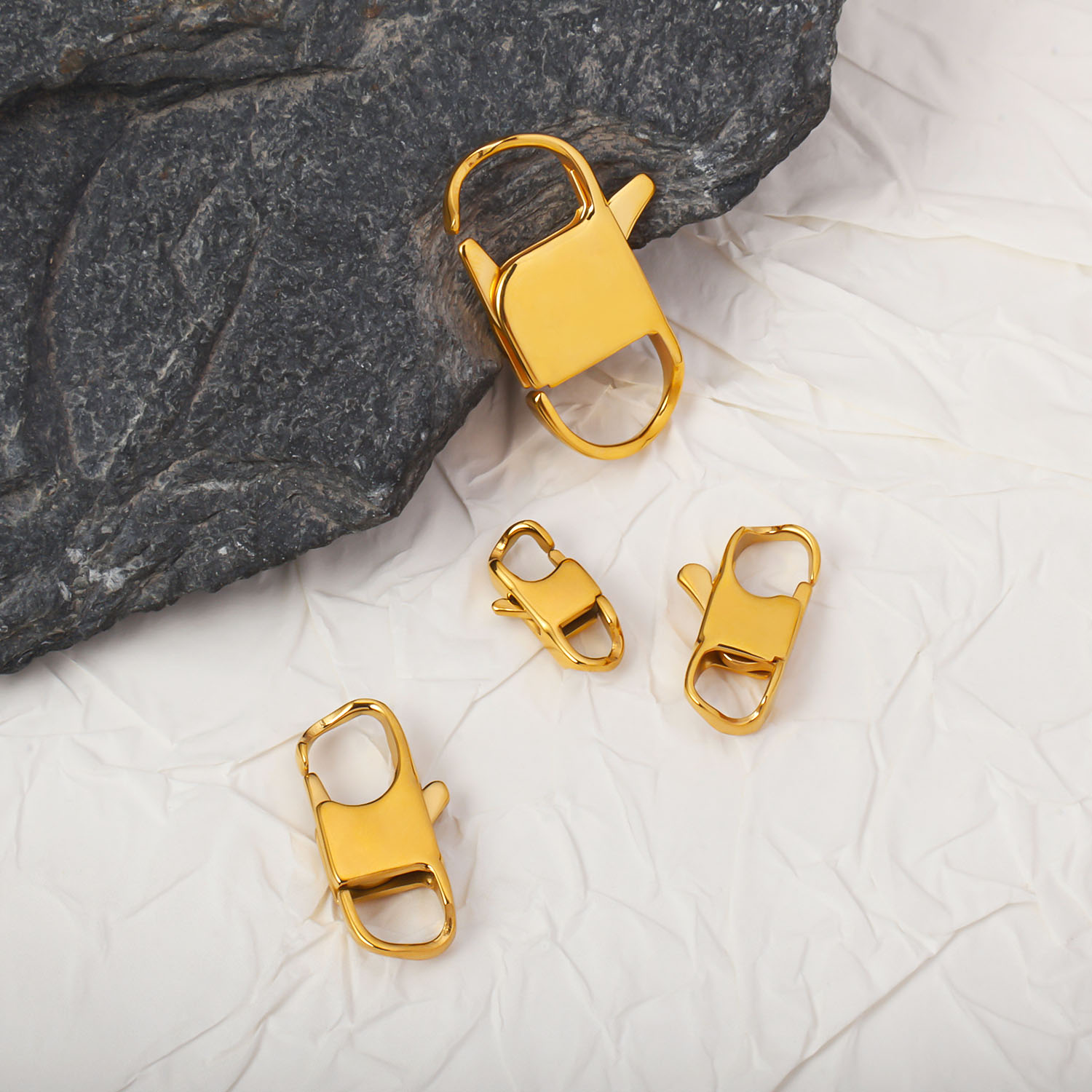 Gold Stainless Steel Lobster Claw Clasps, 17.2×8.6mm /21.7×12mm /25×12mm /31.5×19.4mm, Jewelry Making DIY Finding Wholesale