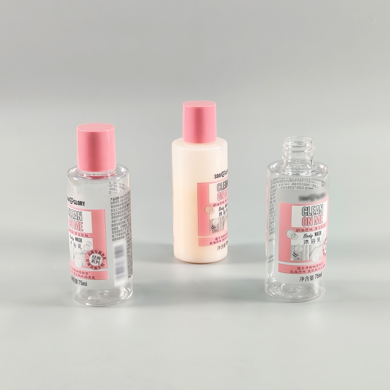 75ml Transparent PET Plastic Lotion Bottle with Custom Cap for Cosmetics