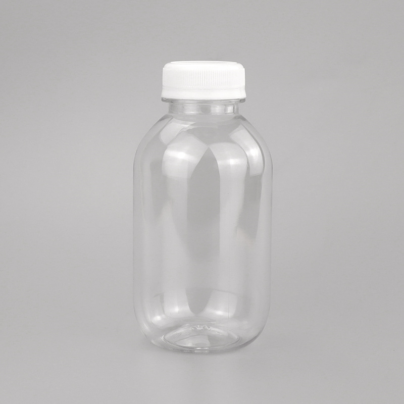350ml Clear PET Boston Round Bottle for Juice and Beverage Packaging