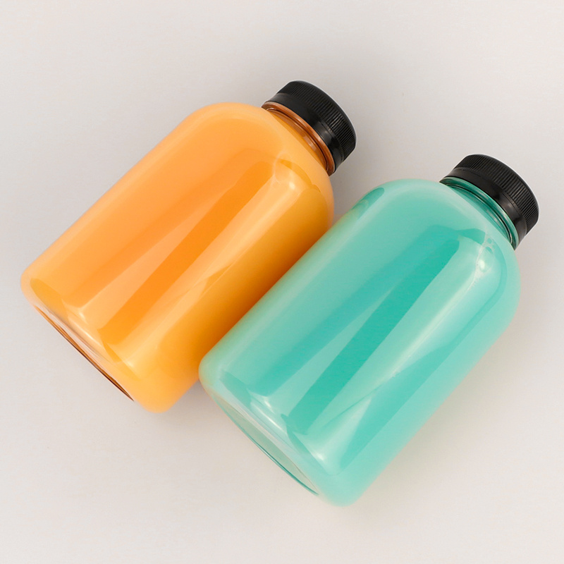 500ml Clear PET Boston Round Bottle for Juice and Beverage Packaging