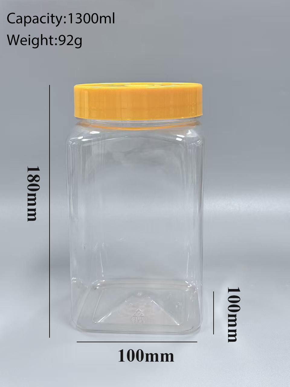 1300ml Square PET Jar for Chili & Spices | Wide Mouth Food Grade Container
