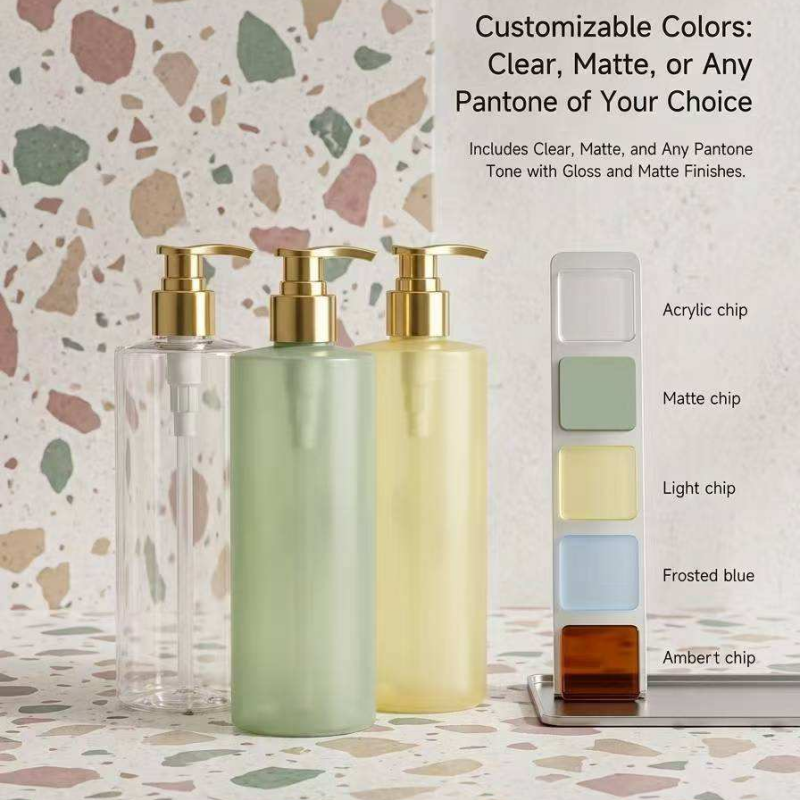 480ml PET Empty Body Wash Bottle with Golden Pump, Custom Color & Logo