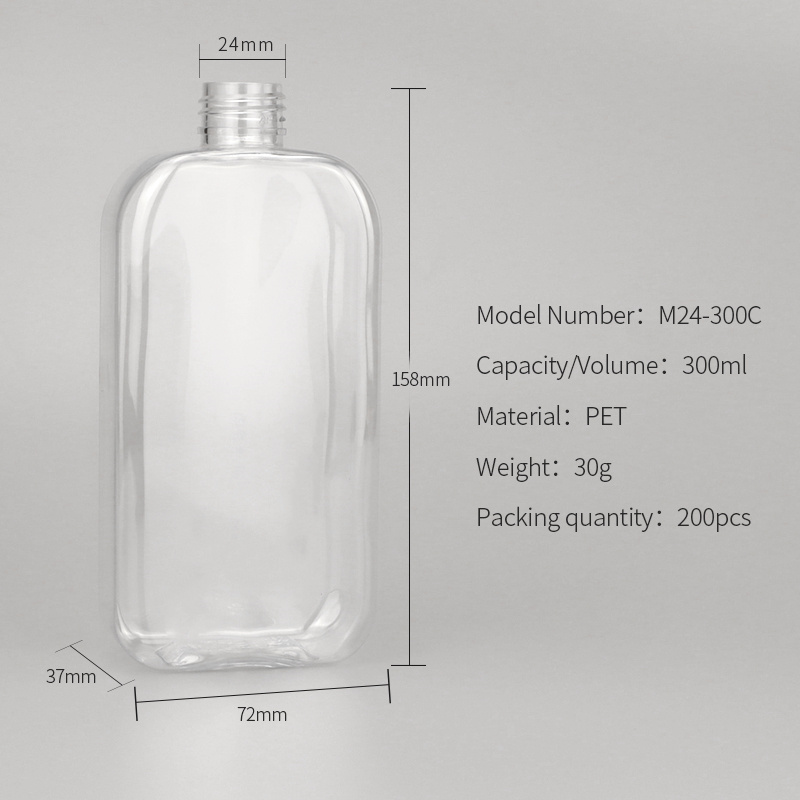300ml Flat PET Beverage Bottle 24/410 Neck for Juice & Cold Brew Tea