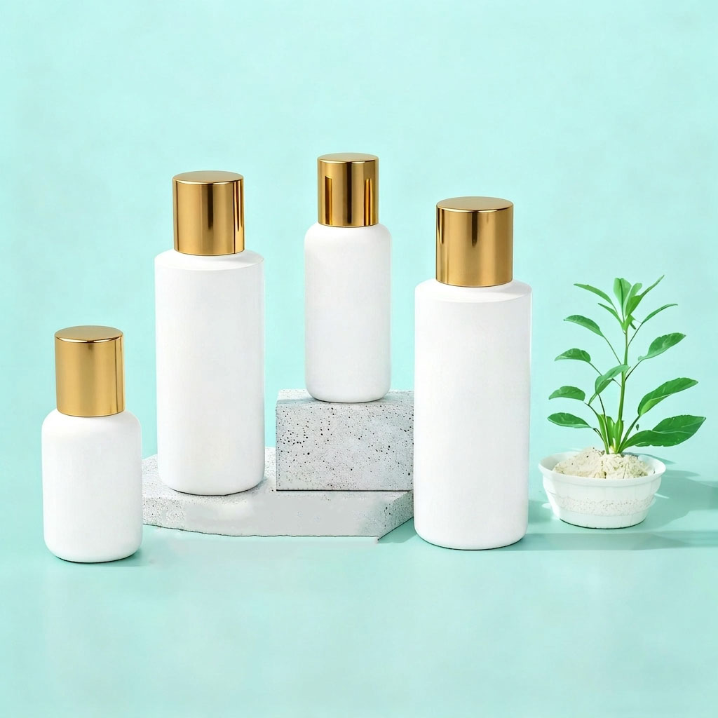 30ml Frosted White PET Bottle with Gold Cap for Serum and Essential Oil