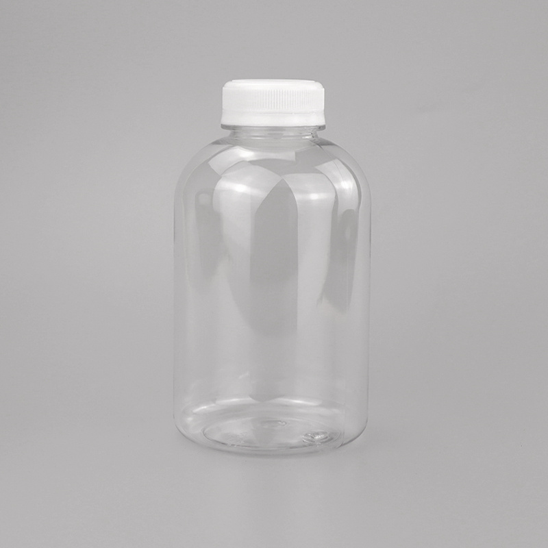 500ml Clear PET Boston Round Bottle for Juice and Beverage Packaging