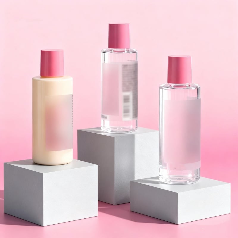 75ml Transparent PET Plastic Lotion Bottle with Custom Cap for Cosmetics