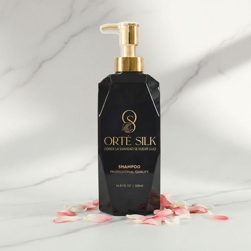 High Quality Empty PET Plastic Shampoo Bottle for Hotel & Home Use with Press Pump Embossed Design