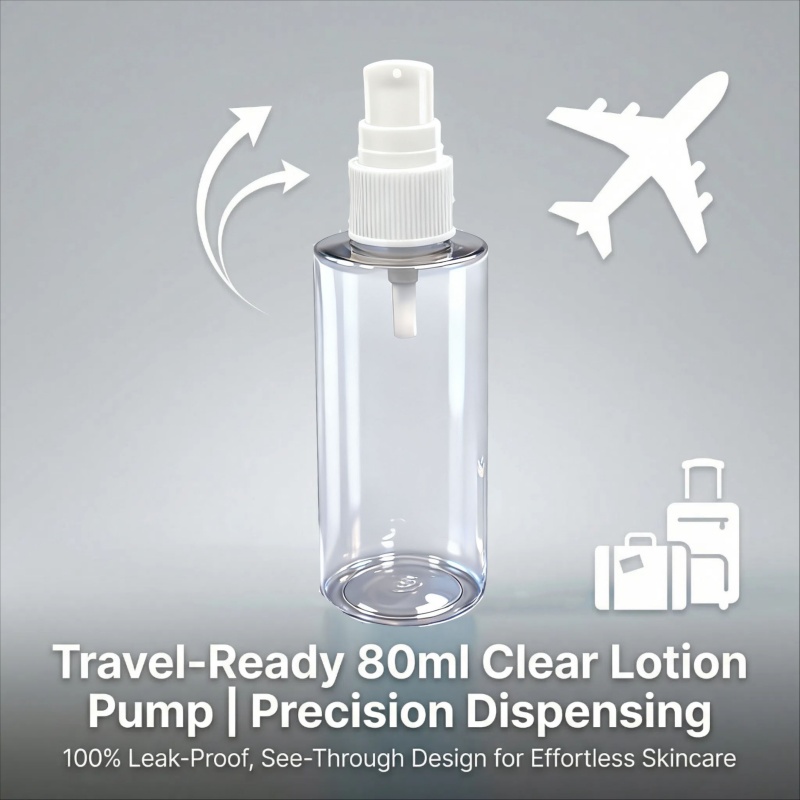 75ml Clear PET Plastic Bottle with Lotion Pump or Spray for Skincare and Travel