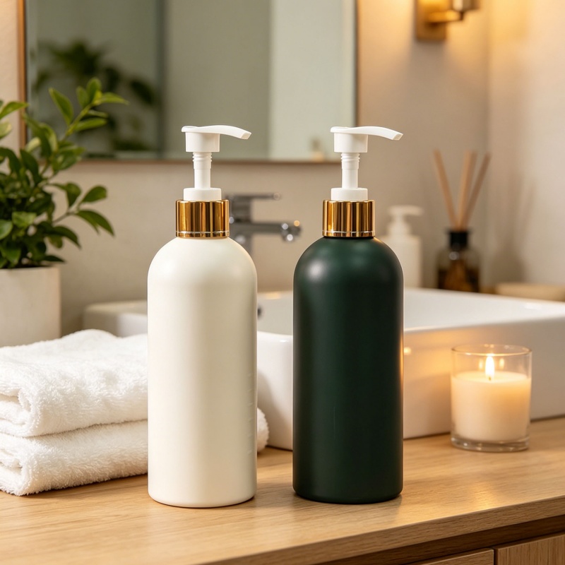 350ml Matte PET Lotion Bottle with Gold Pump for Premium Shampoo and Body Wash Packaging2.jpg