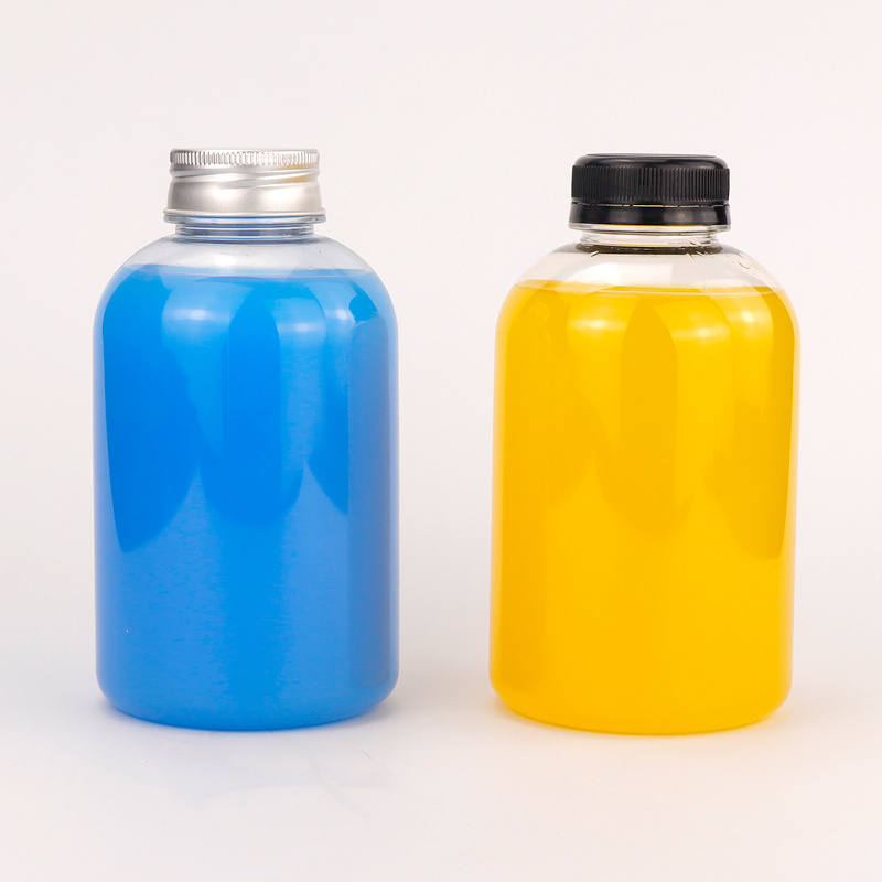 500ml Clear PET Boston Round Bottle for Juice and Beverage Packaging