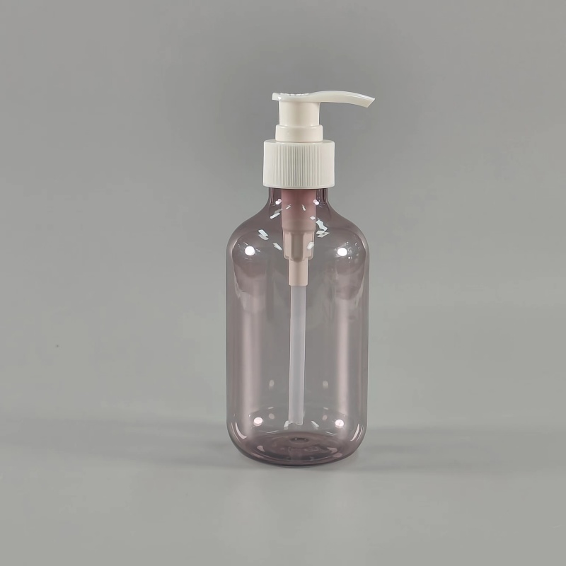 300ml PET Plastic Pump Bottle for Shower Gel Cosmetic Packaging - Amber Clear Customizable