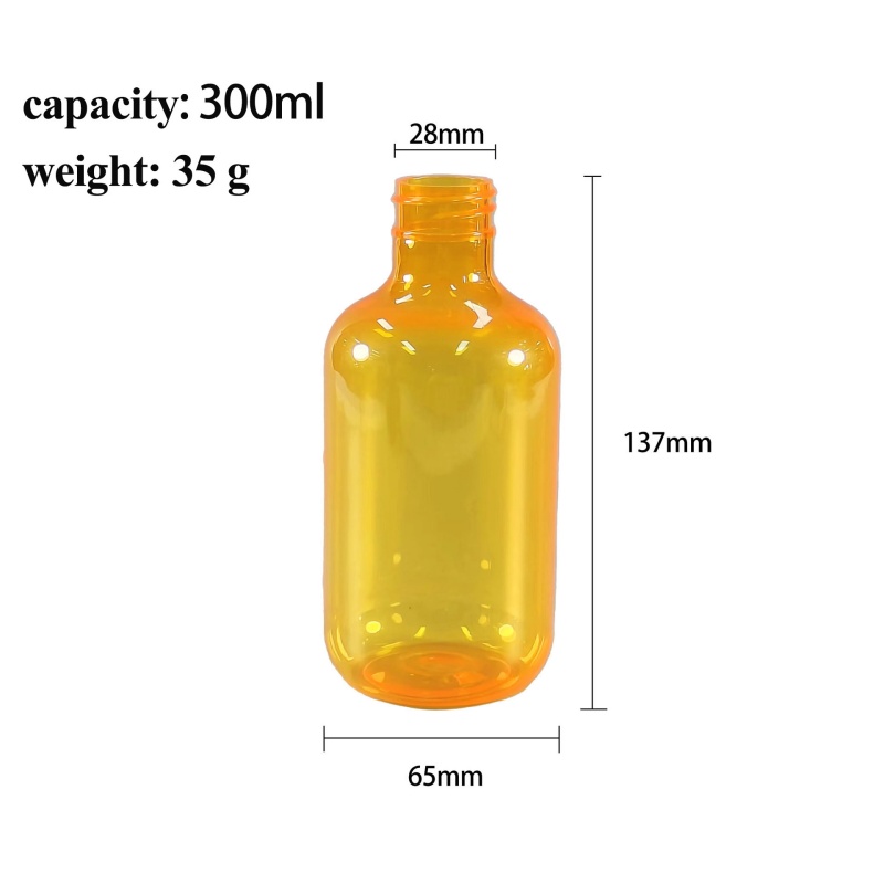 300ml PET Plastic Pump Bottle for Shower Gel Cosmetic Packaging - Amber Clear Customizable6.jpg