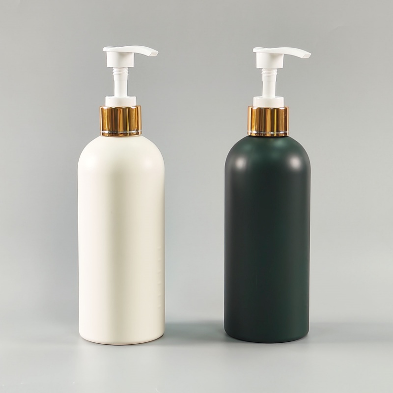 350ml Matte PET Lotion Bottle with Gold Pump for Premium Shampoo and Body Wash Packaging