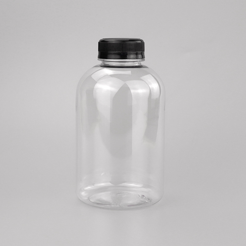500ml Clear PET Boston Round Bottle for Juice and Beverage Packaging