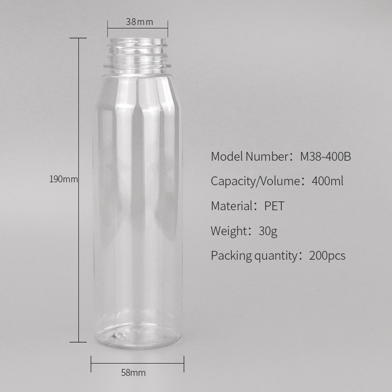 400ml Clear PET Plastic Bottle for Cold Pressed Juice and Smoothies