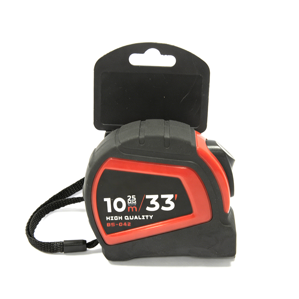 TOOLJOY 10 m × 25 mm selv-låsende tovmåler med ABS+TPE stødfast kasse, 65# manganstål-fjeder, heavy-duty-måleværktøj til byggeri og industrielt brug