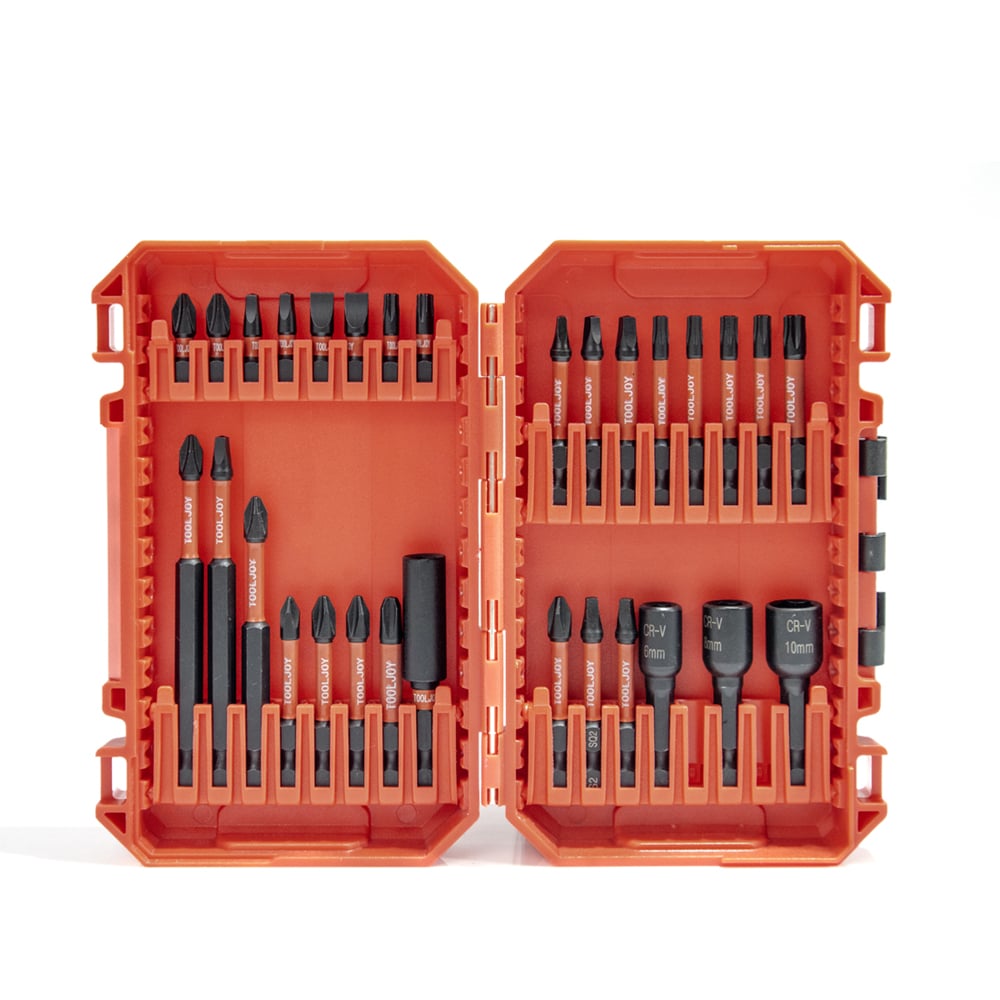 Tooljoy 30pcs Impact Driver Bit Set Heavy Duty with Magnetic Bit Holder and Storage Case for Power Drills