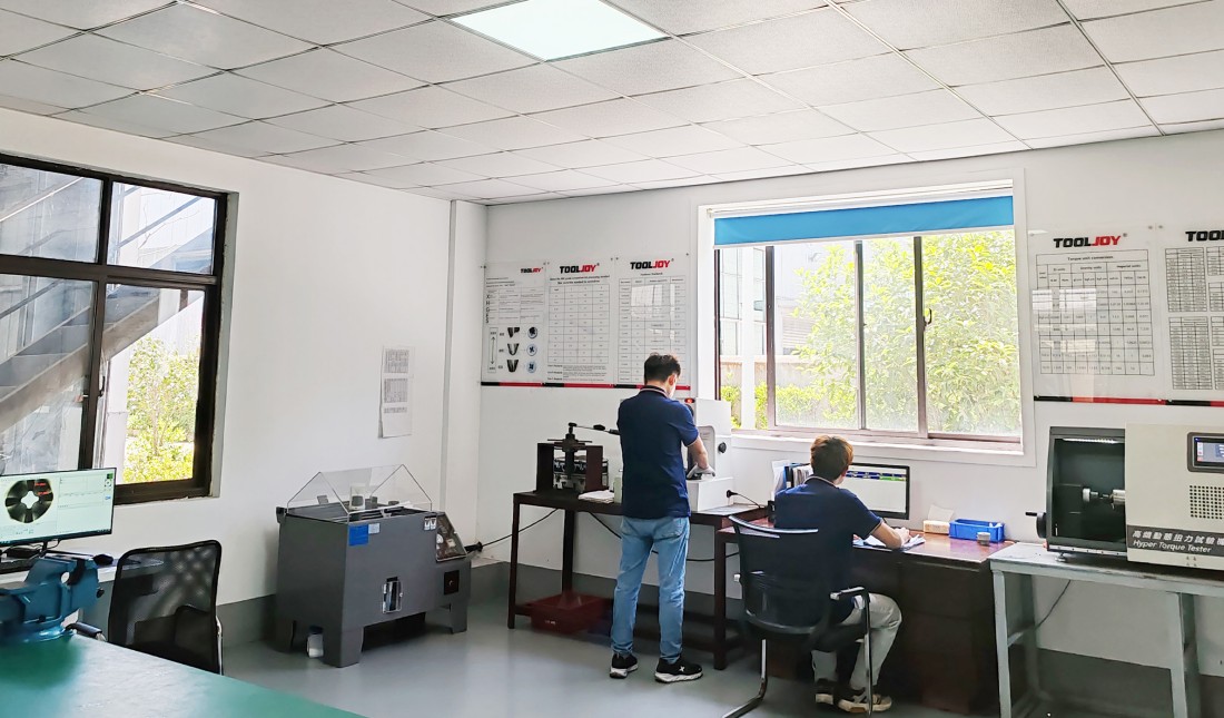 TOOLJOY quality control area for power tool accessories ensuring consistent manufacturing standards