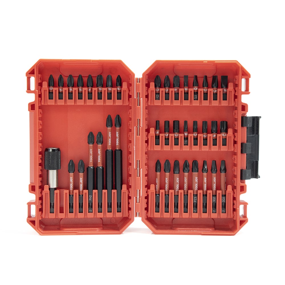 Tooljoy 39pcs Impact Driver Bit Set with Magnetic Bit Holder and Storage Case for Power Drills