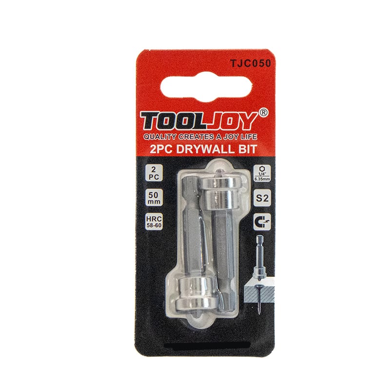 Tooljoy, zestaw 2 szt. wkrętaków do płyt gipsowo-kartonowych o długości 50 mm z ogranicznikiem głębokości i gwintem sześciokątnym 1/4