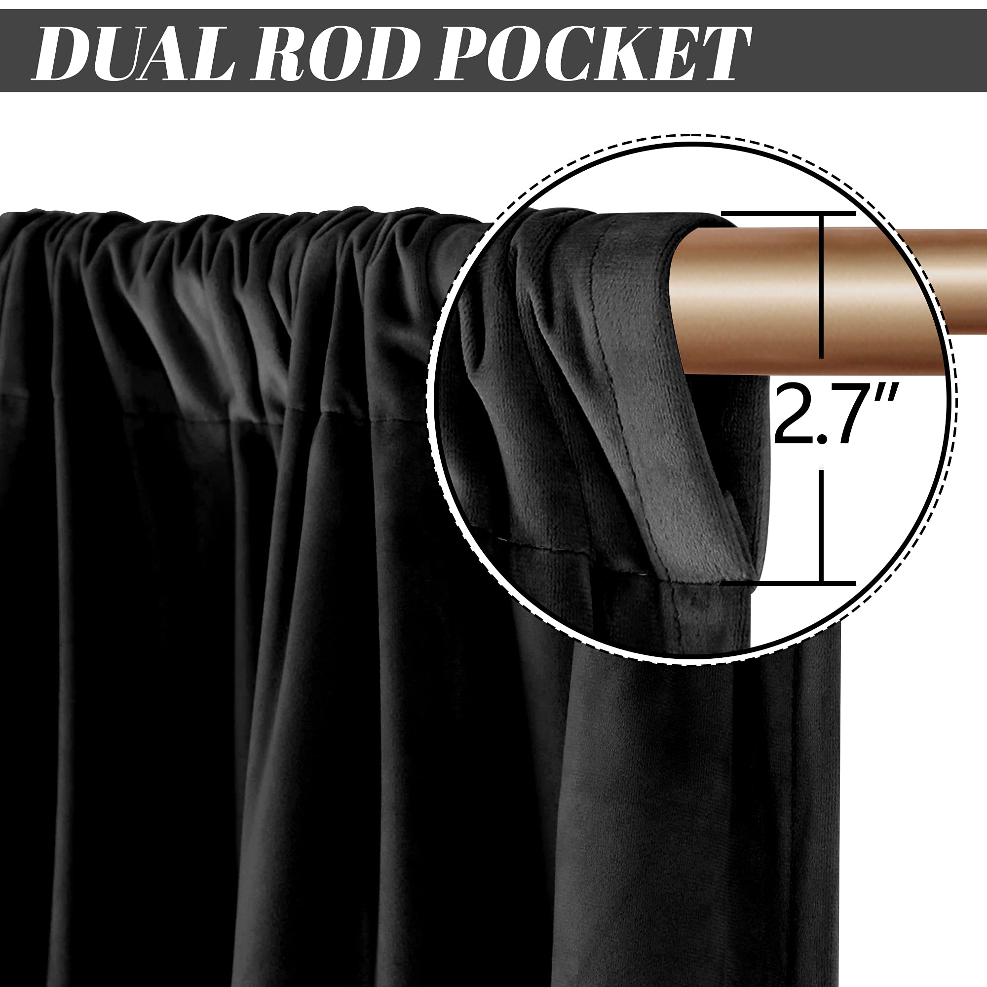 Cortinas Eagleko de terciopelo con plisado tipo lápiz, térmicamente aislantes y para oscurecer habitaciones