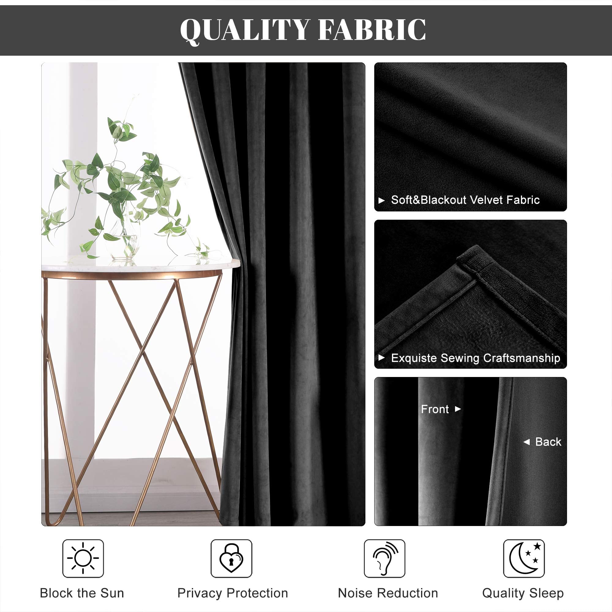 Cortinas Eagleko de terciopelo con plisado tipo lápiz, térmicamente aislantes y para oscurecer habitaciones