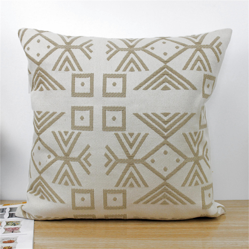 Boho Beige Geometric Textured Cushion Cover