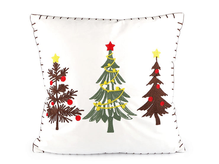 Taie d’oreiller en velours brodée de motifs de Noël