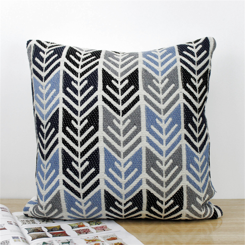 Blue Grey Boho Arrow Pattern Cushion Cover