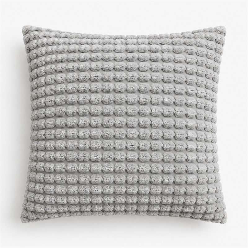 grey soft corduroy cushion covers with hidden zipper-6