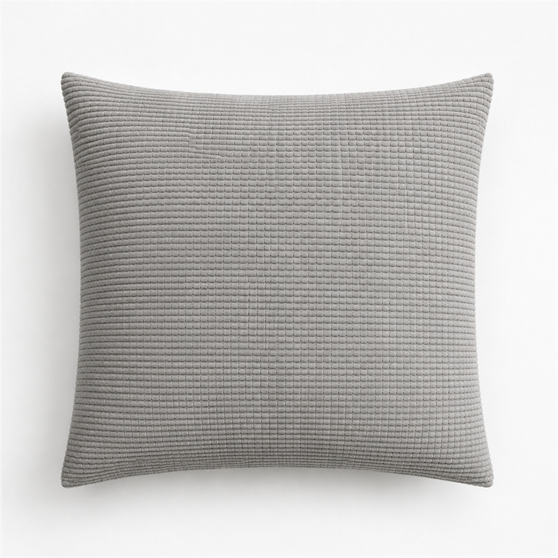 Grey Soft Corduroy Cushion Covers with Hidden Zipper
