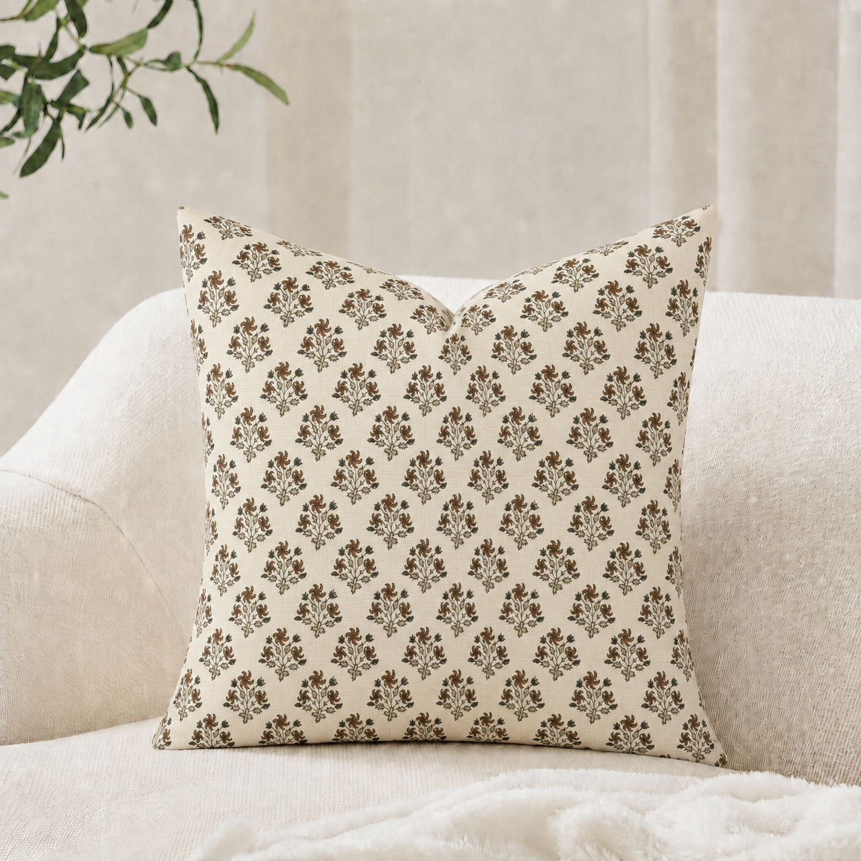 Fundas para cojines con estampado floral artesanal estilo granja