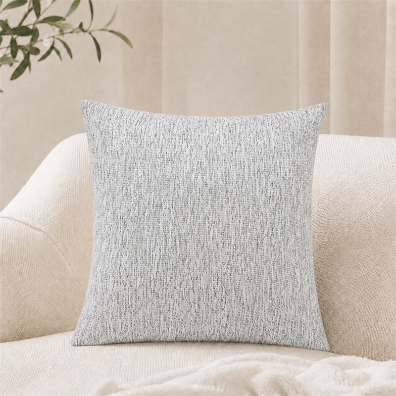 White Grey Polyester Cotton Woven Cushion Covers