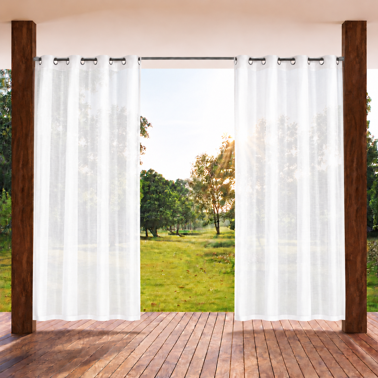 Soft Waterproof Outdoor Sheer Grommet Curtains