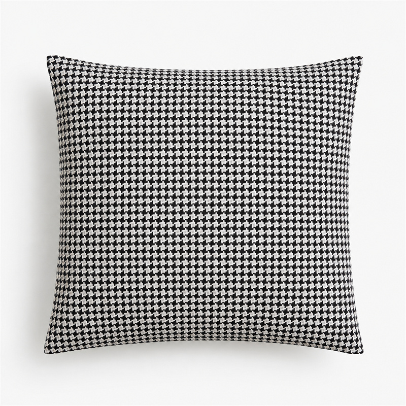 Black White Houndstooth Woven Cushion Covers