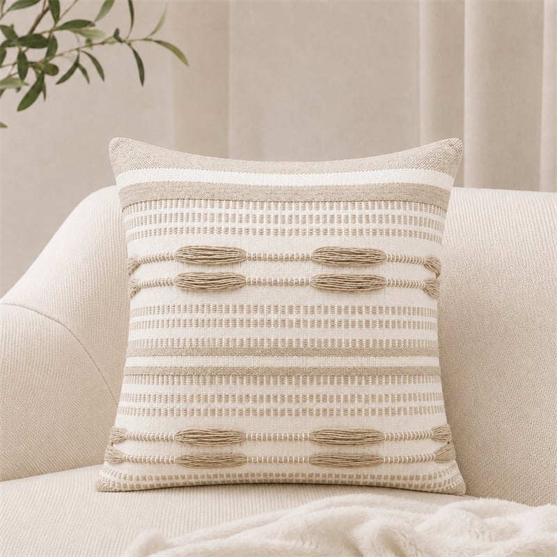 Boho Sand Striped Throw Cushion Cover