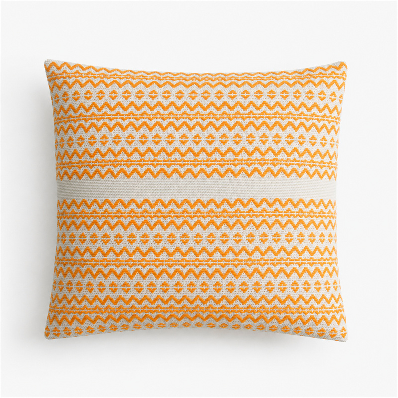 Orange Boho Zigzag Geometric Cushion Cover