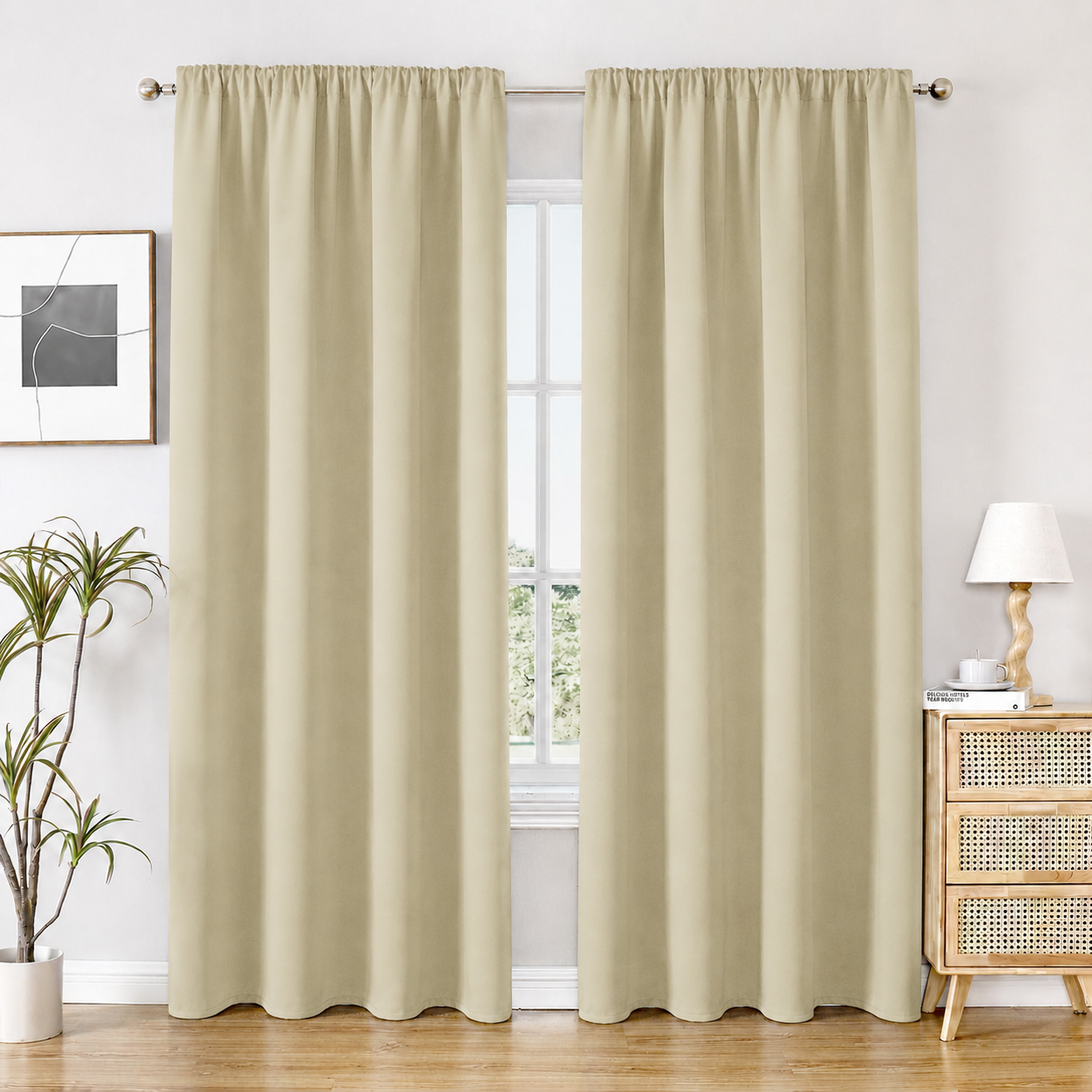 Cortinas opacas de color liso con bolsillo para varilla